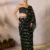 Noir Black Embroidered Raw Silk Saree with Foil Blouse